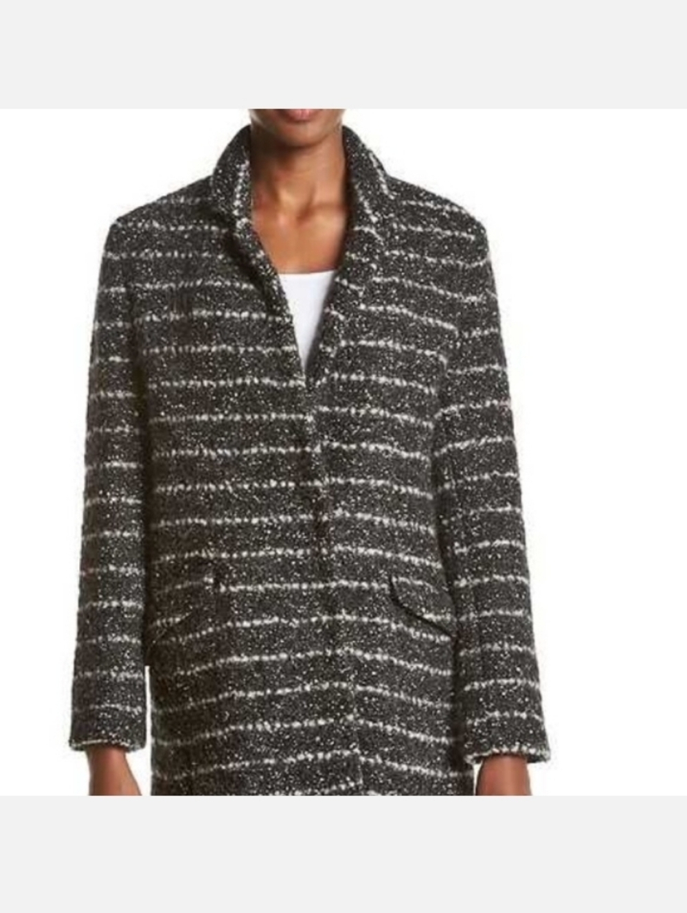 Vera Wang Coco Black and White Tweed Pea Coat